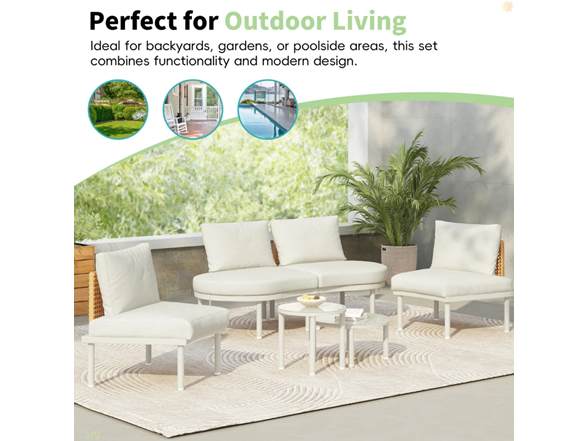 Latitude Run 6pc Patio Set w/ Dual Tables -Choose Color