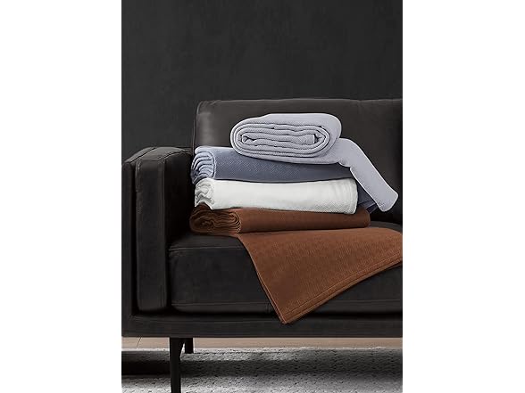 Vince Camuto Classic 100% Basket Woven Cotton Blanket