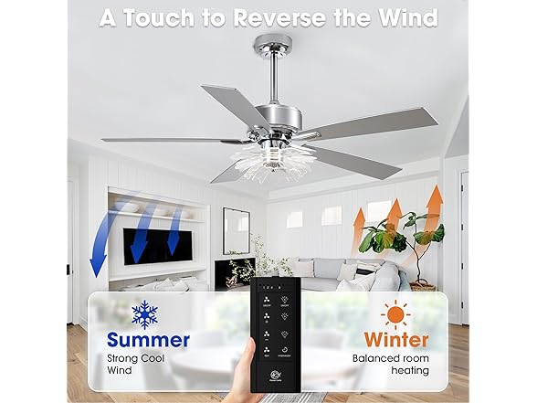 Parrot Uncle F6035CR 52 Inch Ceiling Fans with Lights and Remote