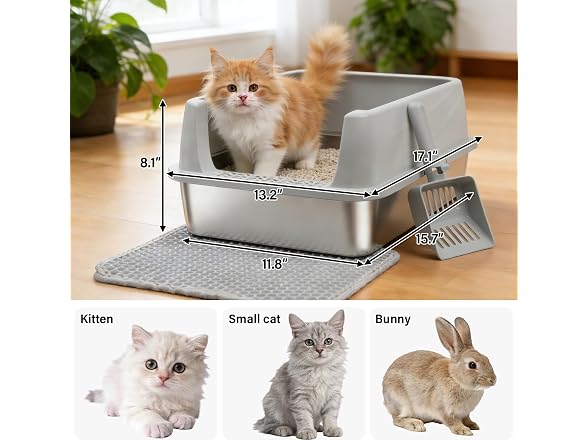 Exovyn Stainless Steel Litter Box with Lid
