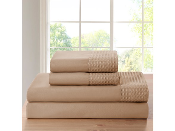 Rayon From Bamboo 4Pc 1800 Count Waffle Hem Sheet Set