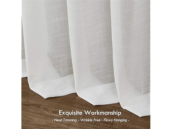 Melodieux Sheer White Curtains 96 Inches