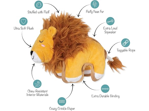Fringe Studio Mane-Ly Just Roaring Durable Plush Dog Toy