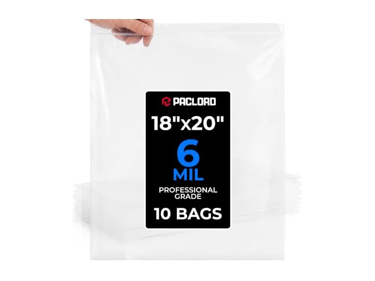 18" x 20" Extra Large Reclosable Plastic Zip Bags, 10 Count