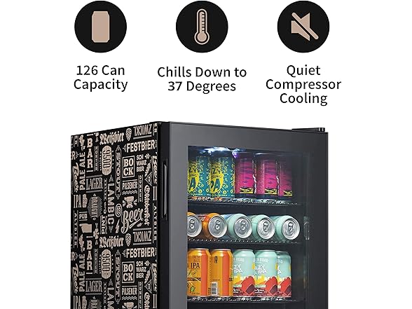 Newair Freestanding Beverage Beer Design Fridge - 126 Cans