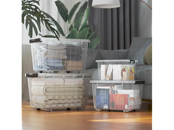 Cetomo 40Qt Plastic Storage Bins, Pack of 6