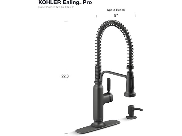 KOHLER Ealing Pre-Rinse Spring Matte Black Single Handle