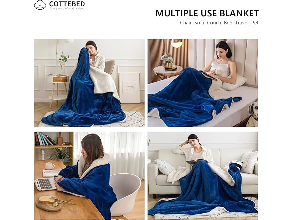 Warm Sherpa Flannel Bed Blankets for King