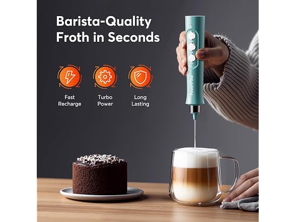 FoodVille MF02 Rechargeable Milk Frother Green
