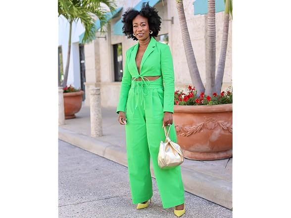 The Drop Classic Green Wide Leg Pant by