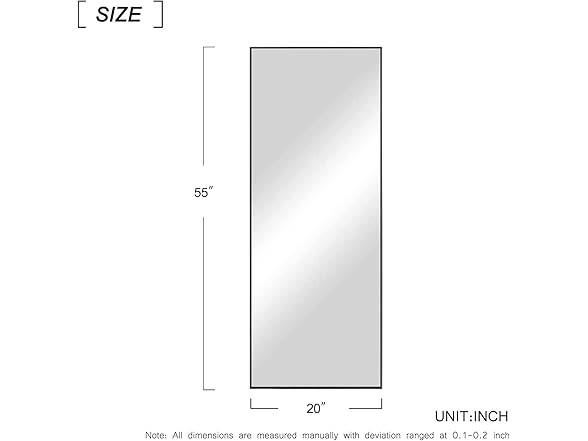 NeuType 55"x20" Full Length Wall Mirror