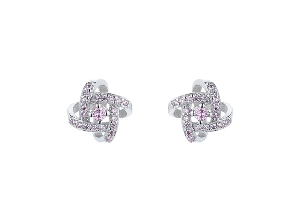 Sterling Silver Pink Knot Stud Earrings