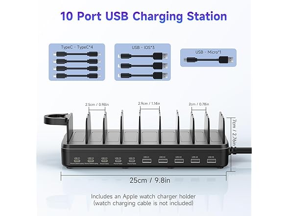 MERGROLY 320W 10-Port Multi-Device Charger
