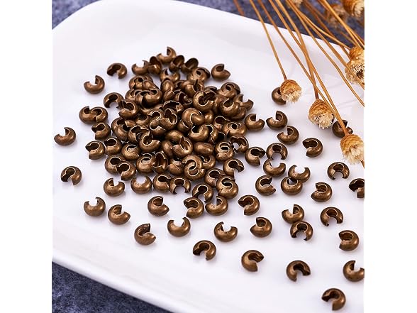 Pandahall 200pcs Brass Crimp Beads Covers 4mm
