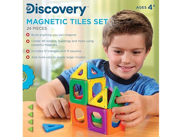 Discovery Kids 24pcs Magnetic Tile Building Blocks
