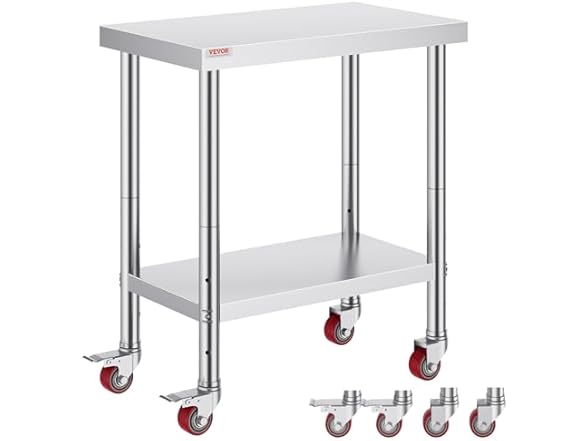 VEVOR Stainless Steel Work Table 30 x 18 x 34 Inch