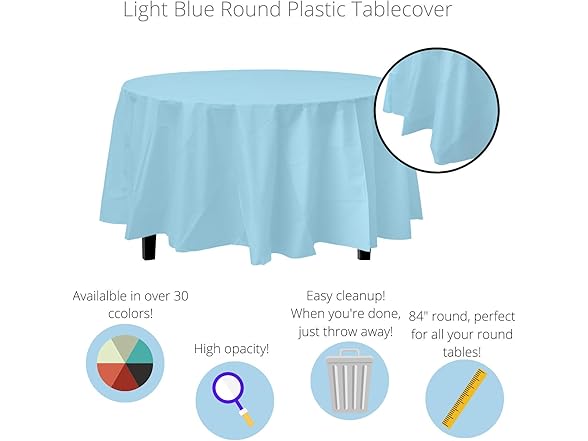 Light Blue Round plastic table cover
