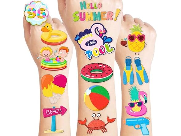 Generic Beach Pool Temporary Tattoos