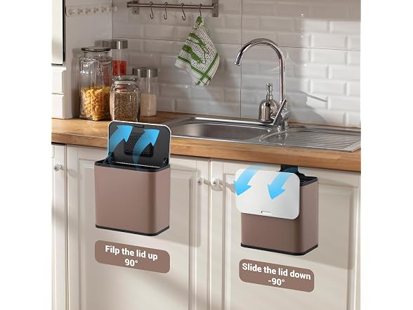 OUTLANE 1.3 Gal Hanging Trash Can Brown