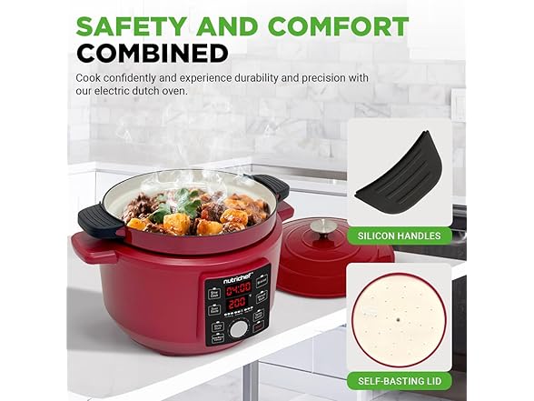 Nutrichef 6 Quart Electric Dutch Oven