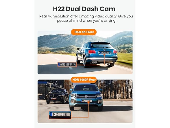 YEECORE 4K Dash Cam Front and Rear