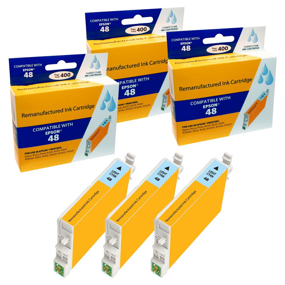 Compatible Epson T048420 Light Cyan ink Cartridge (3 Pack) - Gallery 2