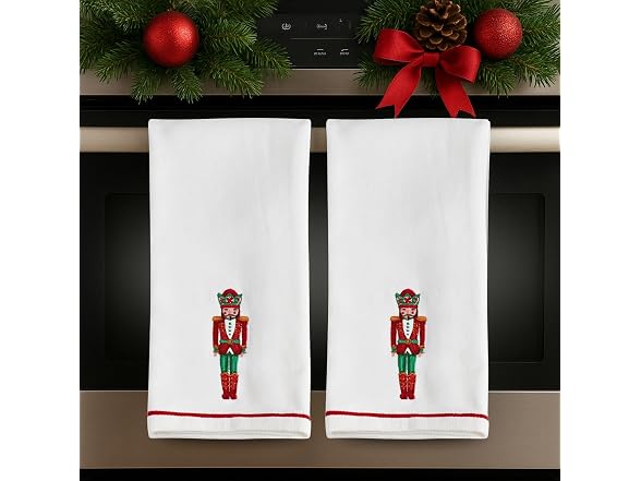 Lenox Bayberry Nutcracker Kitchen Towels, Set of 2,