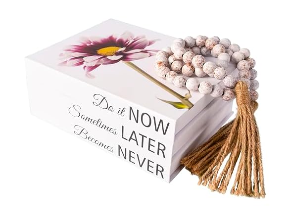 DuoDeco Floral Print Decorative Books