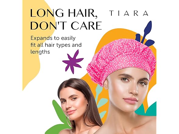 TIARA Luxury Shower Cap for Women Reusable Waterproof