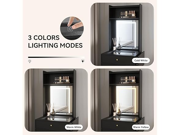 ARTETHYS Small Vanity Desk Set with 3 Adjustable Lighted Mir (Open Box)