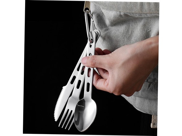 3 Pieces set Stainless Steel Camping Utensils Kit