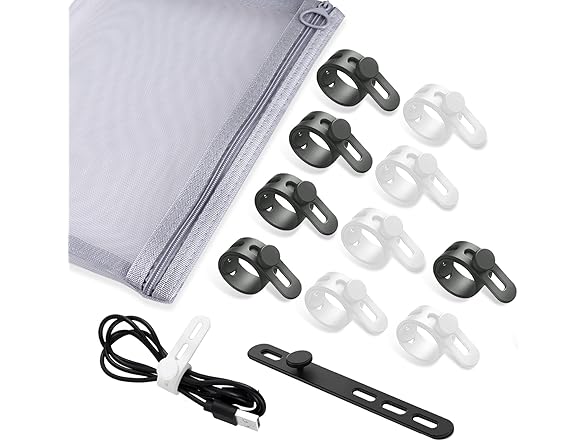 Silicone Cable Ties 12Pcs+Organizer Bag