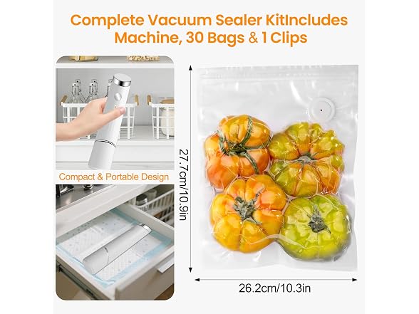 Portable Vacuum Sealer w/ 30 Bags