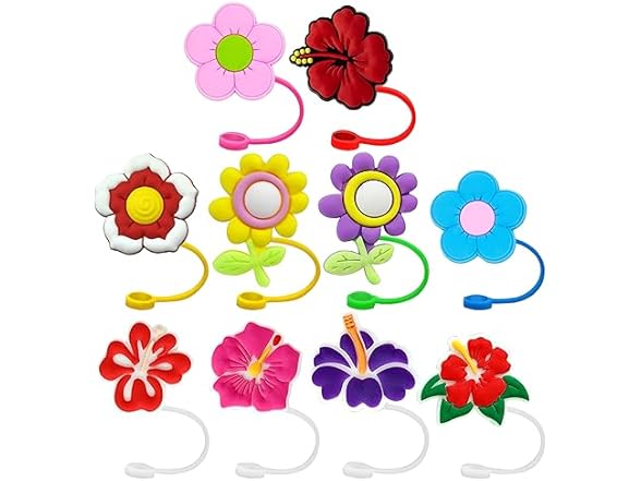 KWOYOS Silicone Flower Straw Cover