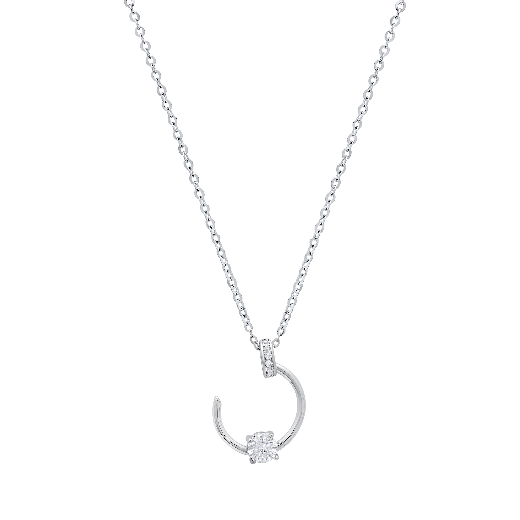 Open Circle Moissanite Diamond Necklace - Gallery 5