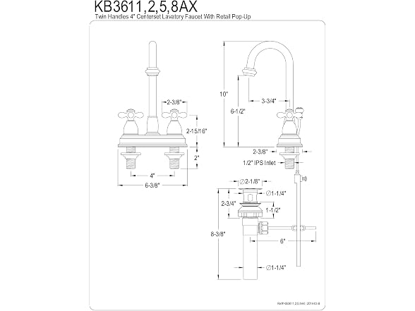 Kingston Brass KB3615AX Restoration Deck Faucet