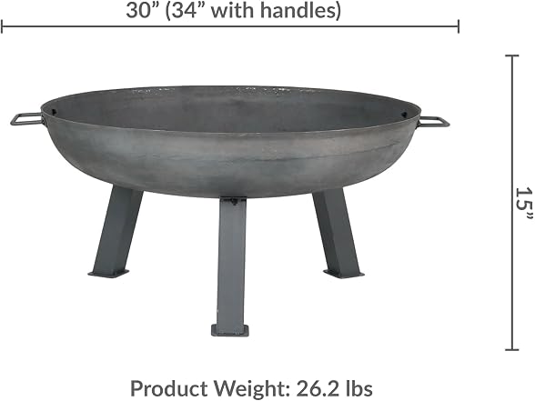 Sunnydaze Cast Iron Heavy Duty Large Fire Pit for Outside Wood Burning, 30"