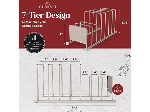Cuisinel Lid and Dish Organizer Rack 2-Pack