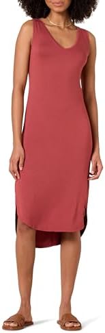 Amazon Essentials Womens Jersey Regular Fit Sleeveless V Neck Midi Dress