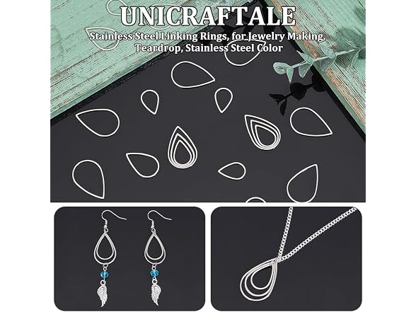 UNICRAFTALE 3 Sizes About 36pcs Teardrop Charm
