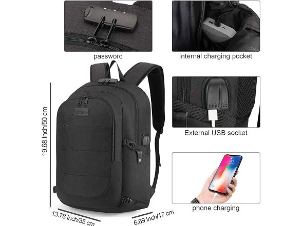 Tzowla Black 17.3" Laptop Backpack