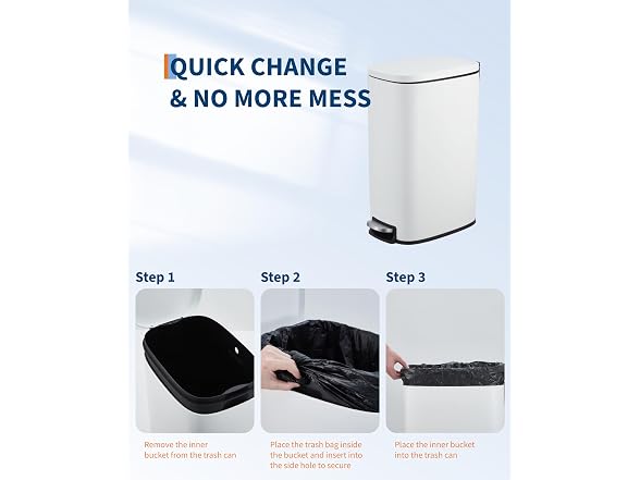 13.2 Gal/50L Kitchen Trash Can White