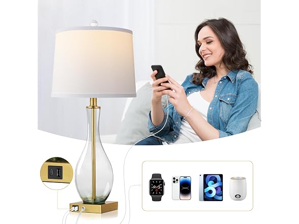 WIHTU Glass Table Lamps, Gold - Gallery 3