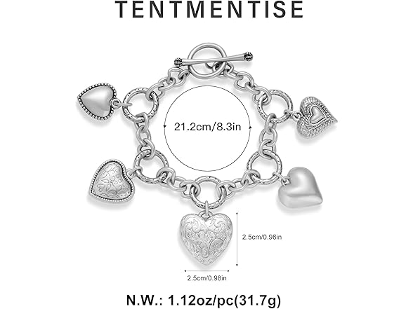 TENTMENTISE Silver Heart Bracelet