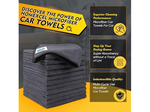 HOMEXCEL APP-Auto-149 20 Pcs Microfiber Cloths Grey