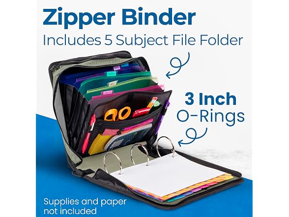 Case-it School Zipper Binder, 3"