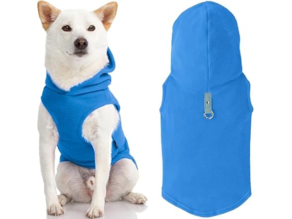 Gooby Fleece Vest Hoodie Dog Sweater, Blue, X-Large