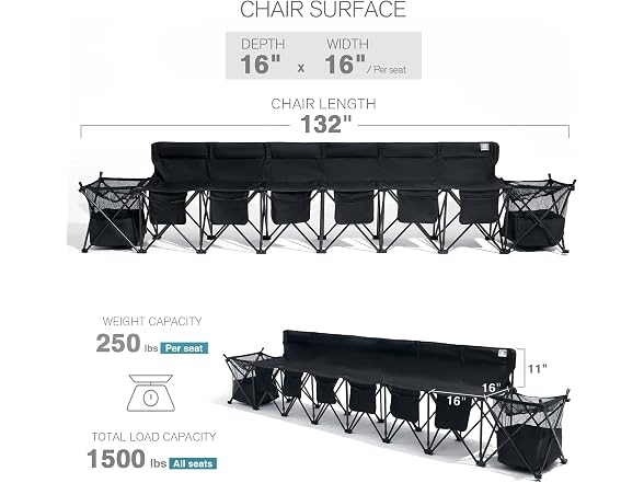 EVER ADVANCED 6 Seats Folding Soccer Team Bench