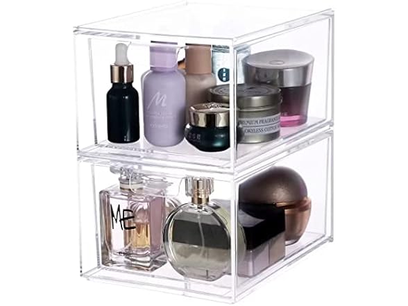 2 Pack Clear Makeup Organizer for Vanity