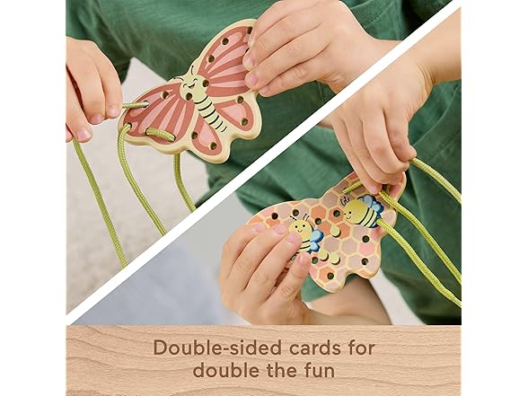 Fisher-Price Wood Preschool Toy Lacing Activity Cards